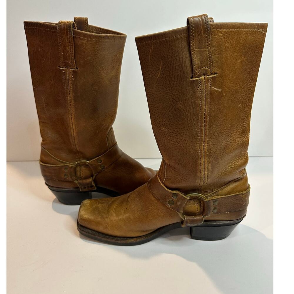 Frye 12R Heritage Harness Boots Women's Size 9 Brown Leather Square Toe - Picture 7 of 10